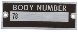 Body Number Plate; 1937